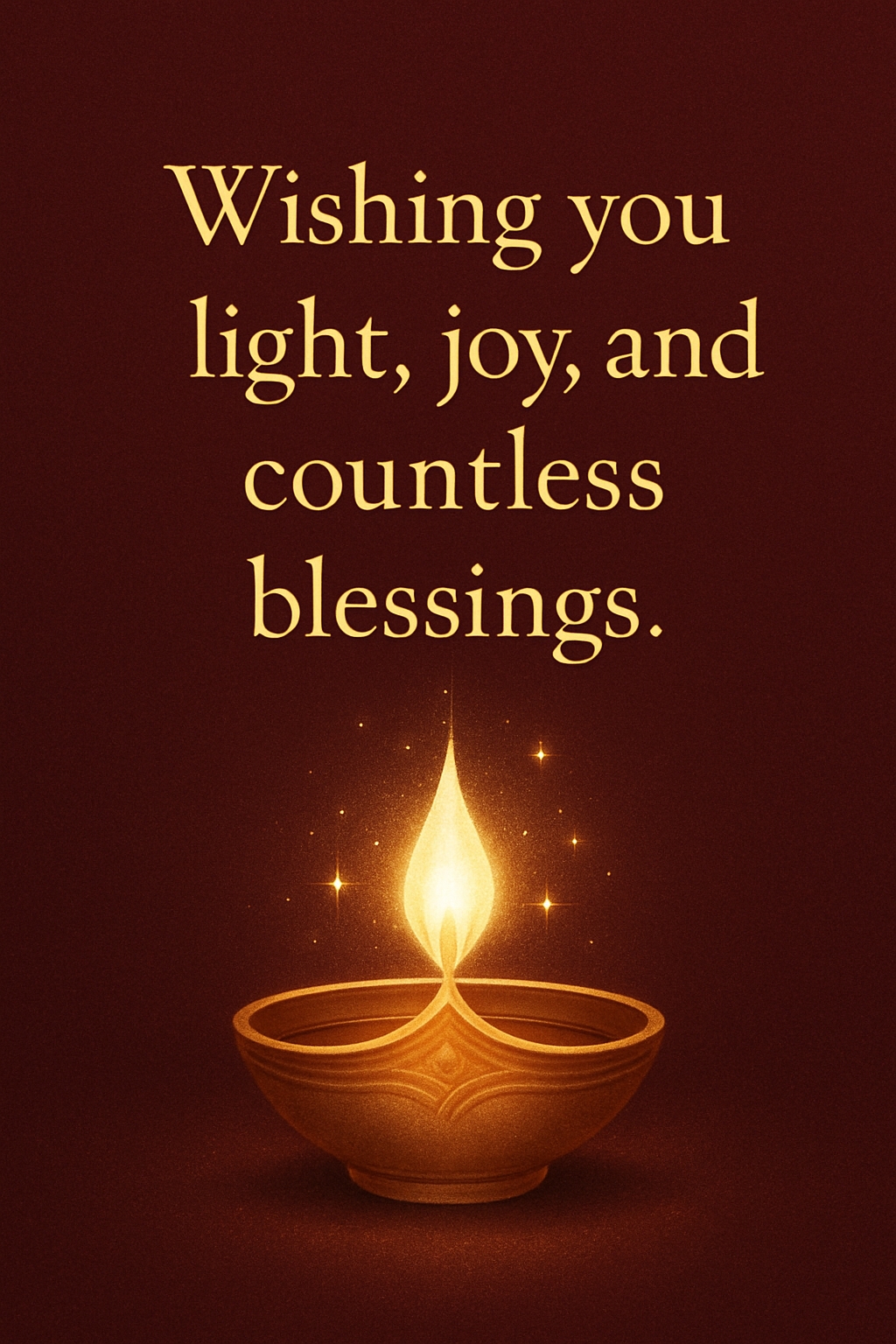 Elegant Diwali Diya Illustration with Warm Blessings Text Card