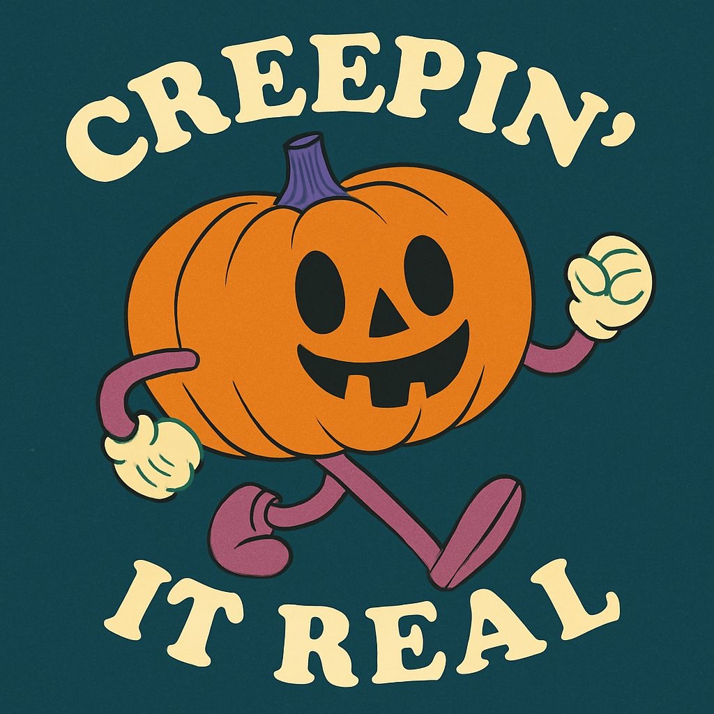 Playful Cartoon Pumpkin Character for Halloween T-Shirt