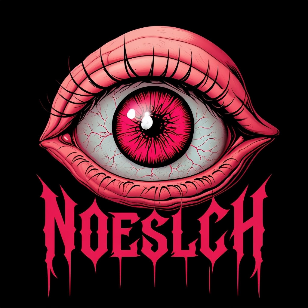 Surreal Crimson Eye Illustration with Gothic Text T-Shirt