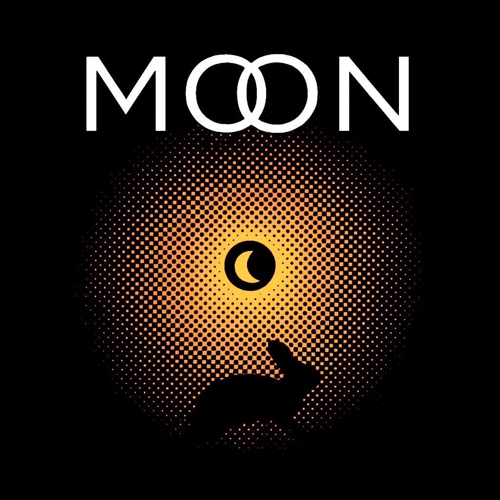 Minimalist Moon Design with Rabbit and Infinity Symbol Poste