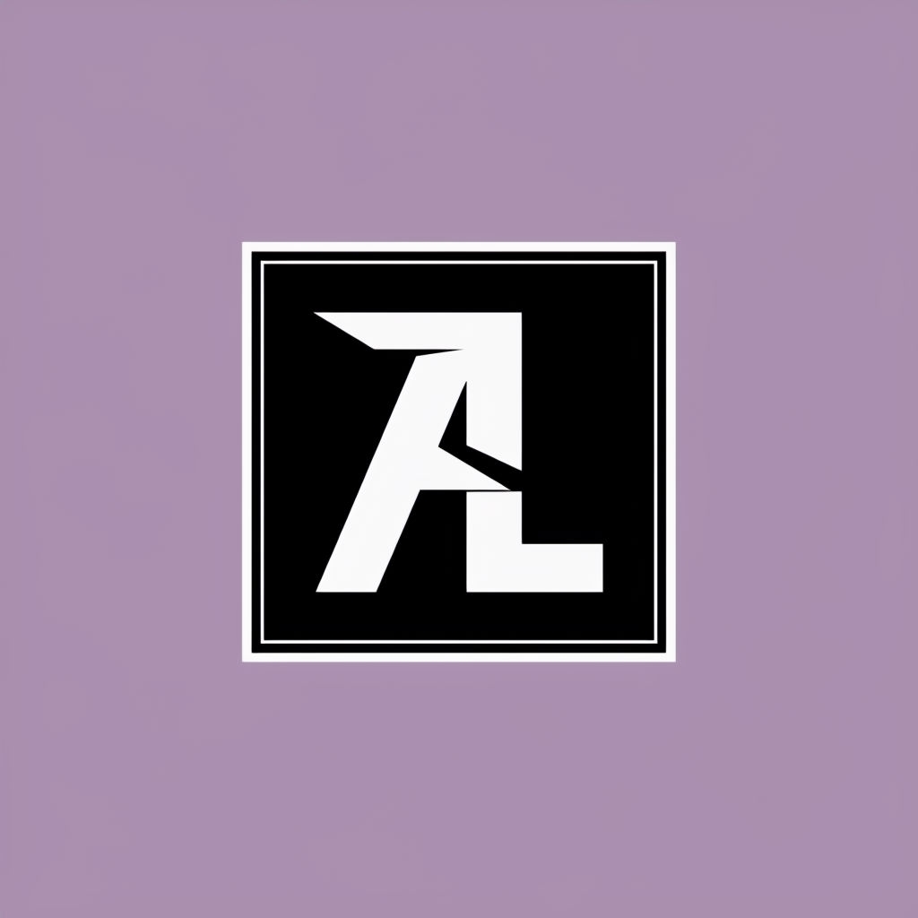 Minimalist Black Square Monogram Logo on Lavender Background Monogram