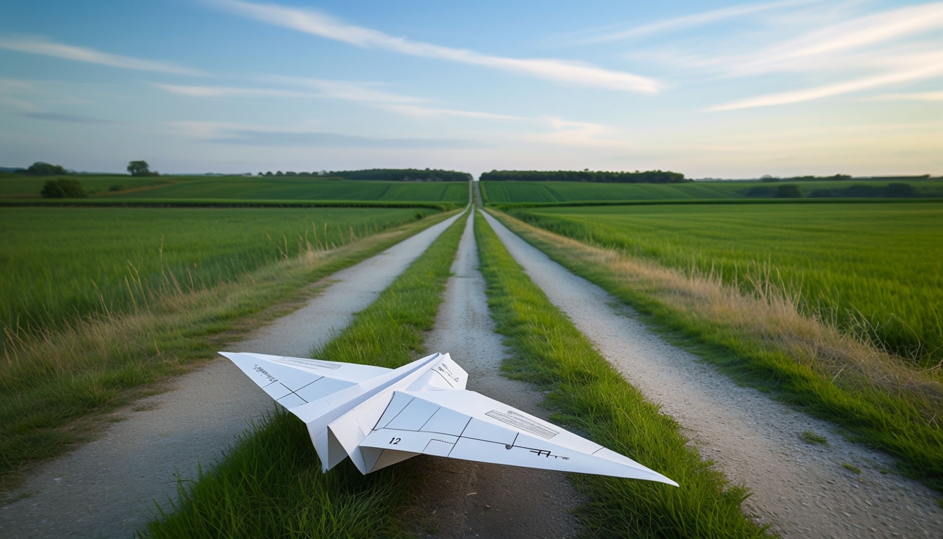 Serene Outdoor Path with Paper Airplane Virtual Background