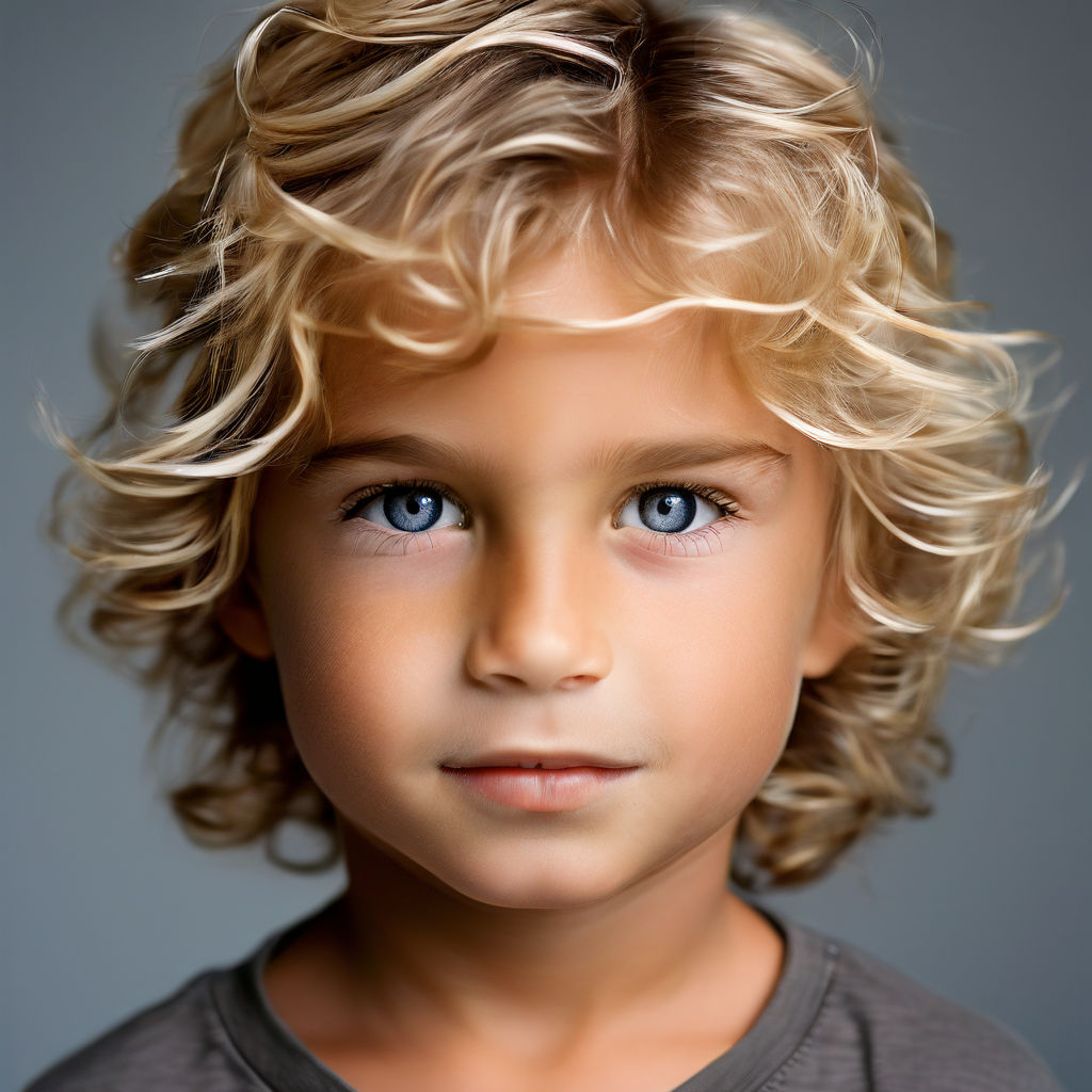 little boy with curly blonde hair