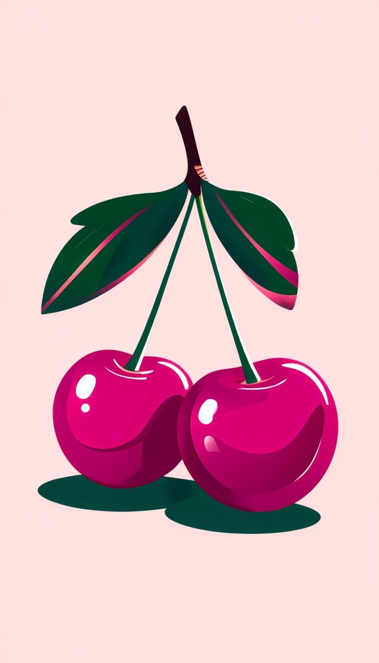 Vibrant Magenta Cherries Minimalist Illustration Phone Case Cover