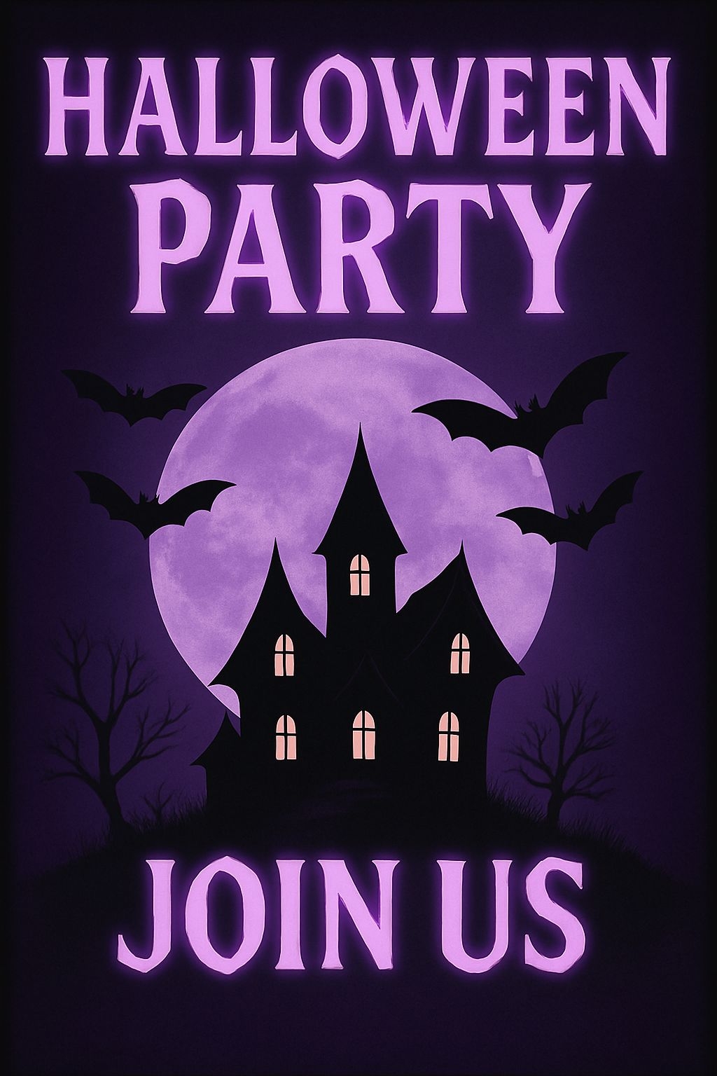 Spooky Halloween Party Invitation with Haunted House Poster