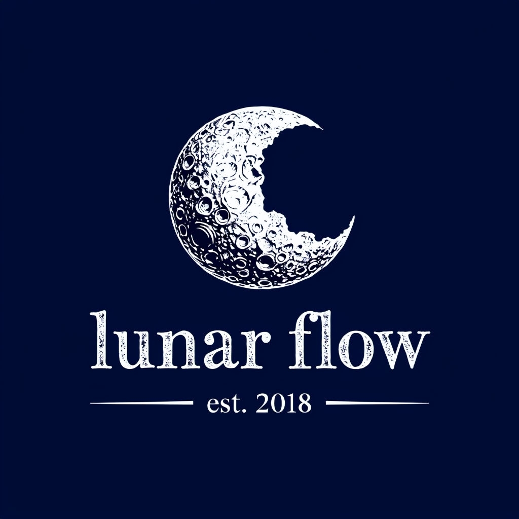 Elegant Minimalist Lunar Flow Logo Design with Crescent Moon