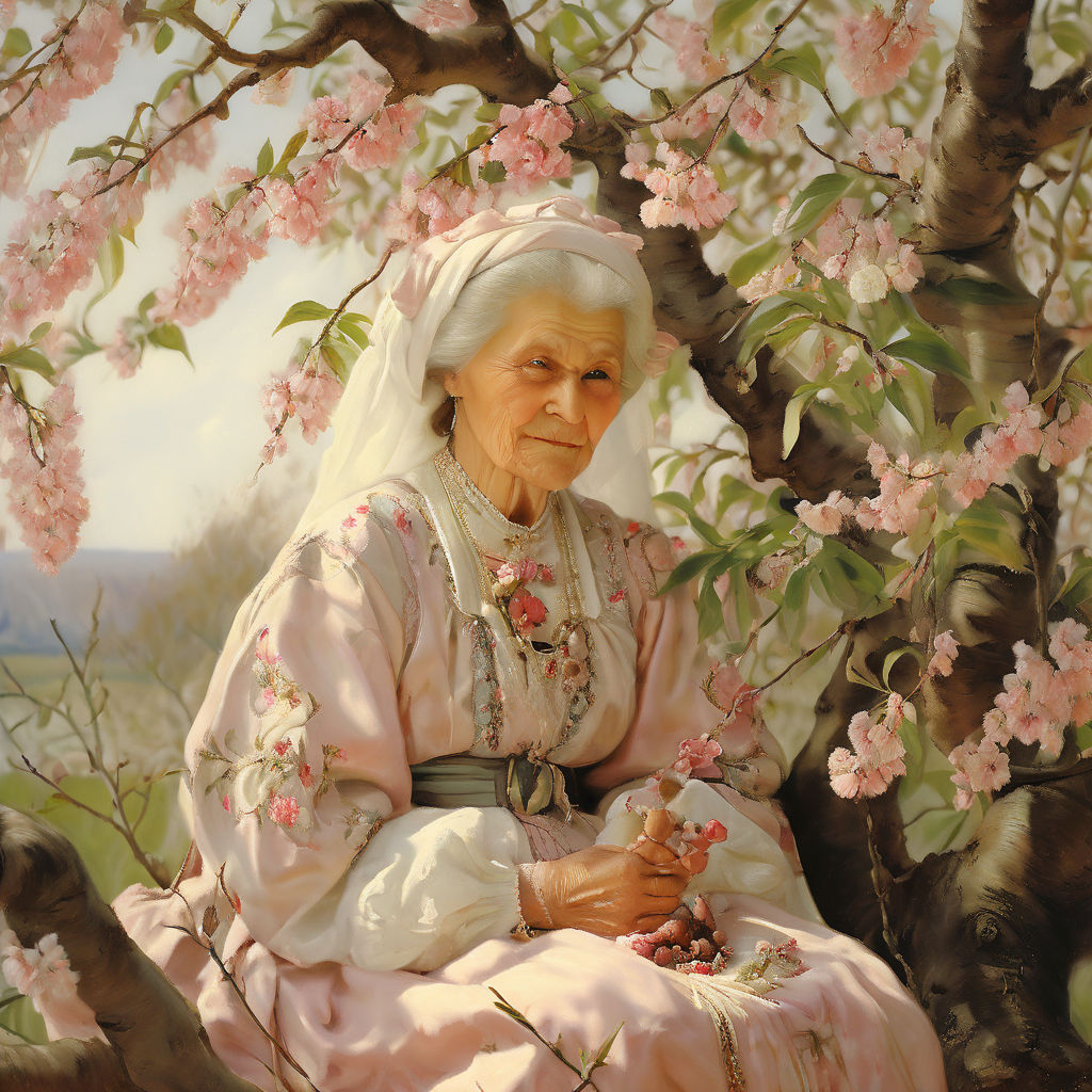 Elderly noblewoman in traditional Russian attire sitting und... by Катя ...