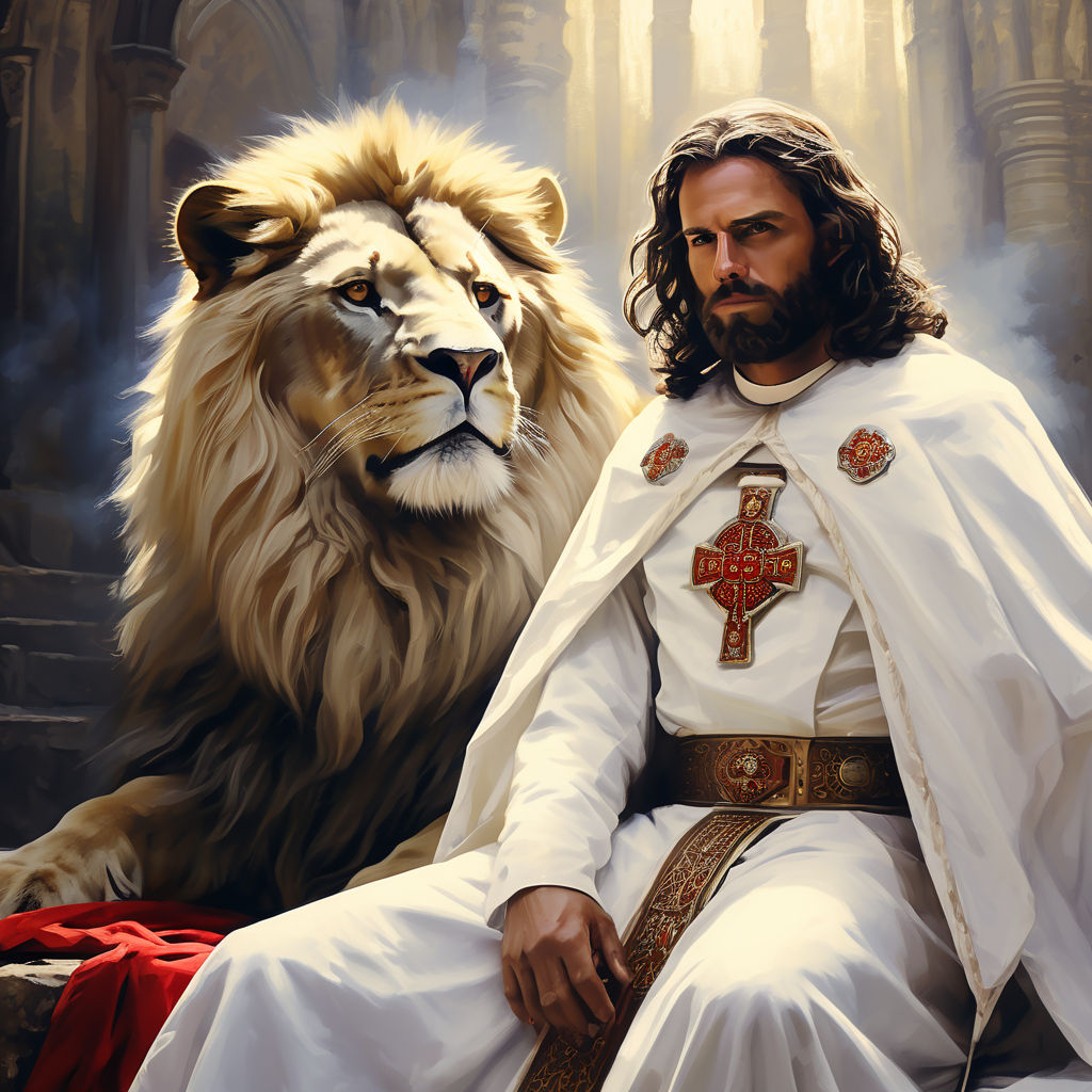 A Knights Templar and a lion by Dean Felicetti - Playground