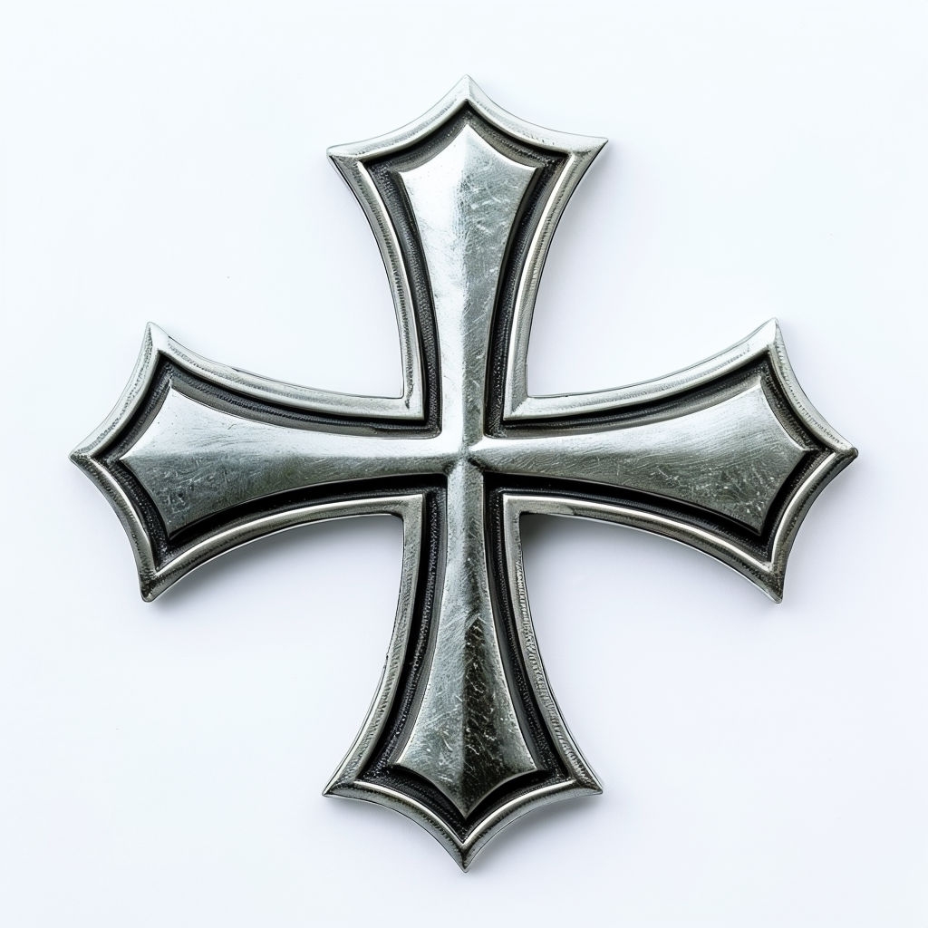Silver Iron Cross Emblem on White Background Sticker