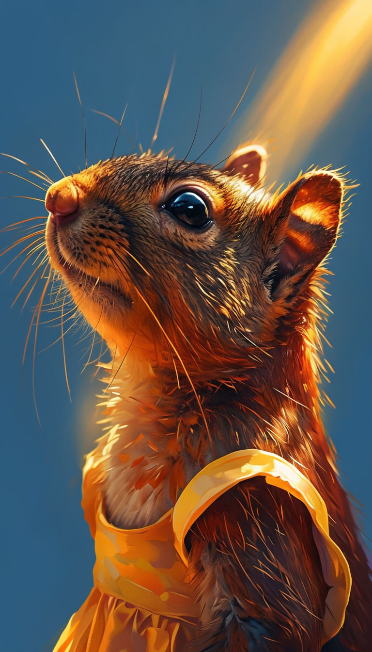 Curious Squirrel in Yellow Summer Dress Digital Art Poster