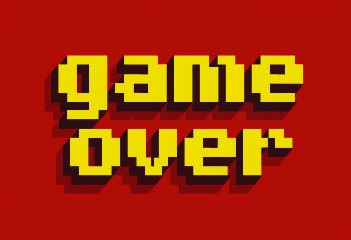 Retro Pixelated Game Over Graphic for Gaming Poster