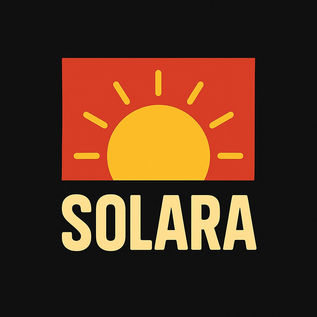 Vibrant Minimalist Solara Logo with Half-Sun Icon