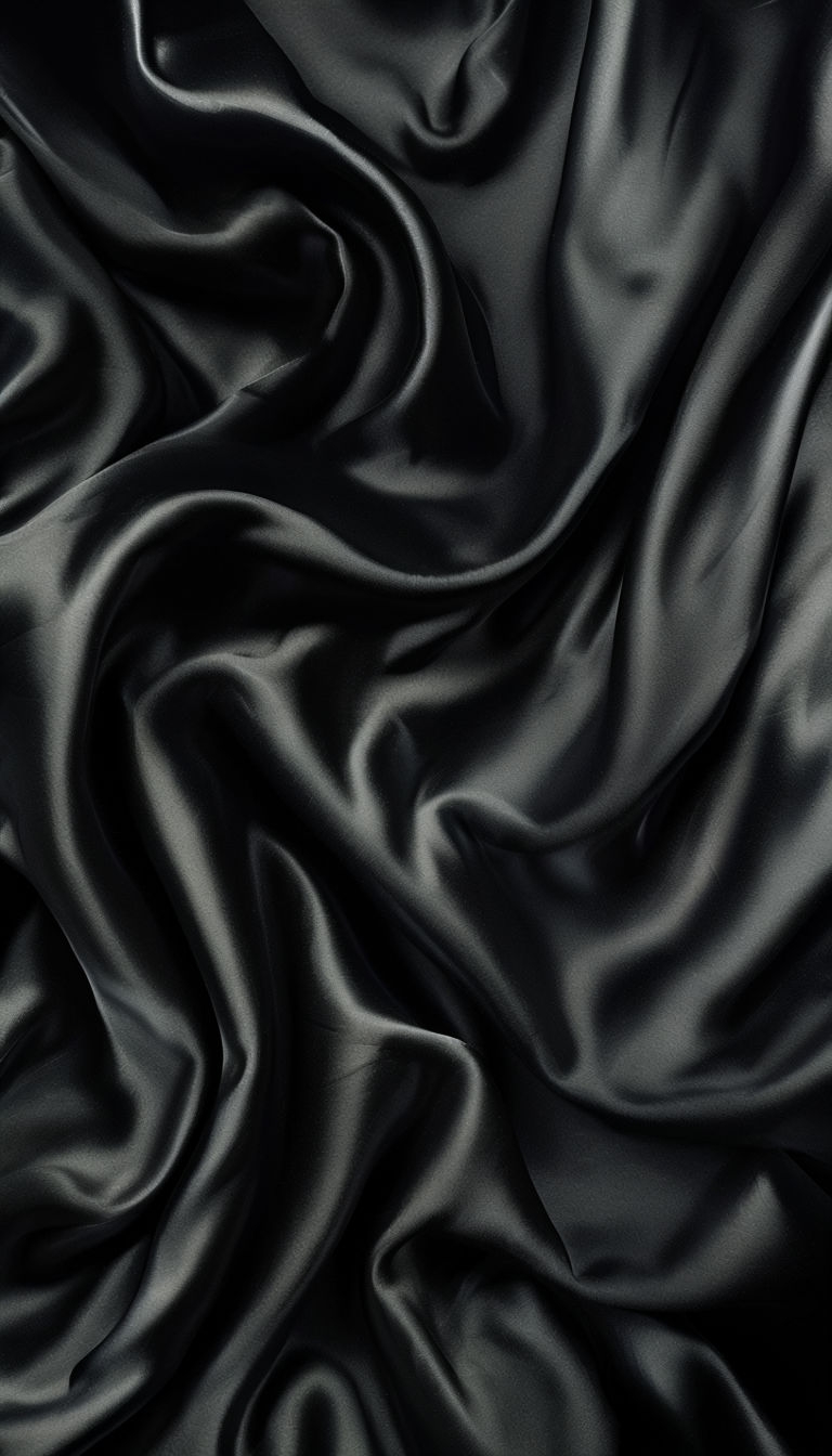 Luxurious Black Satin Fabric Close-Up Photograph Art