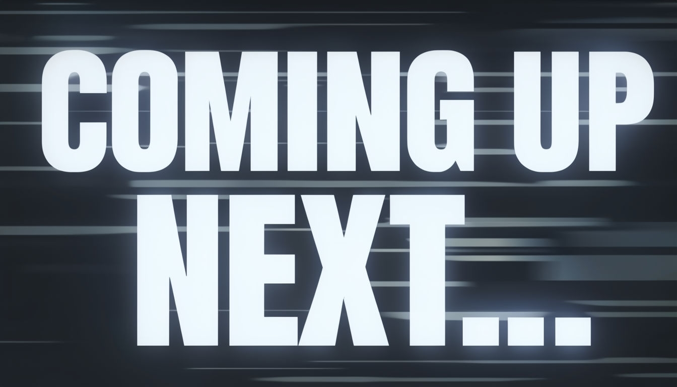 Bold 'Coming Up Next' Text with Glitch Background Social Media Post