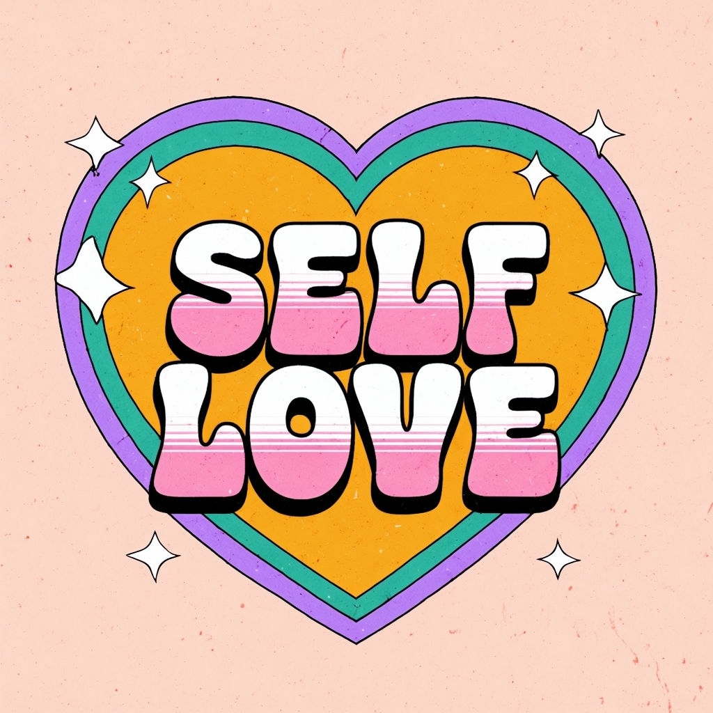 Vibrant Self Love Heart Emblem Pop Art Hat Design