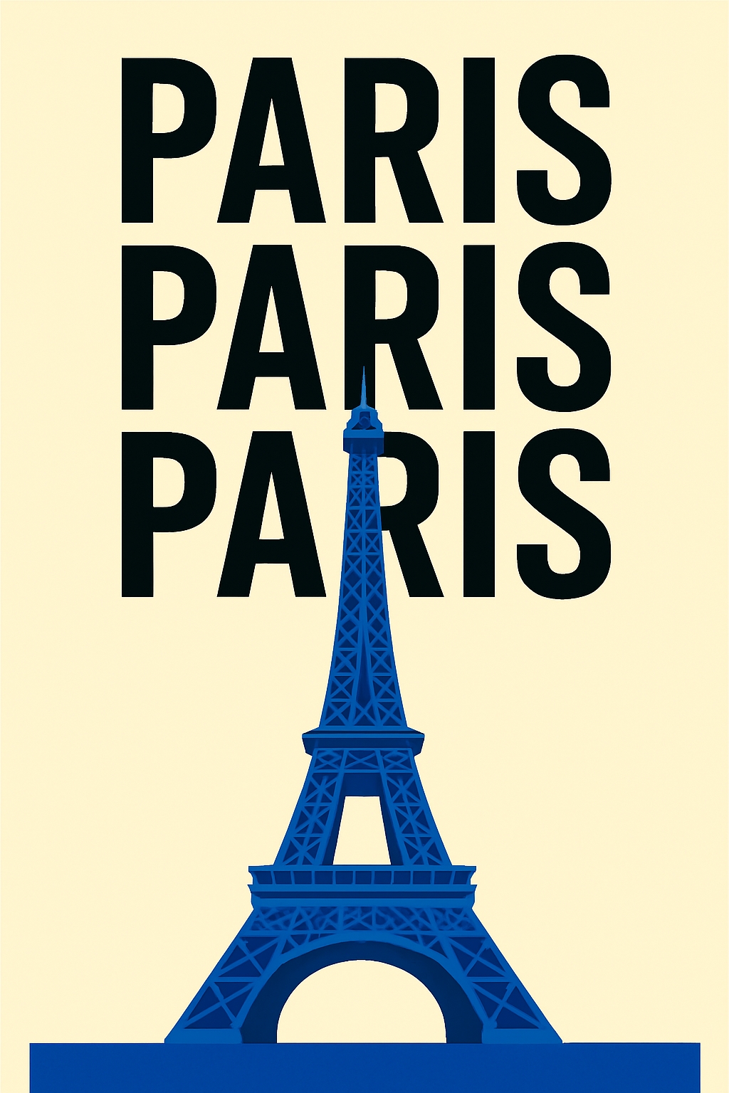 Modern Minimalist Eiffel Tower Paris Typography Poster