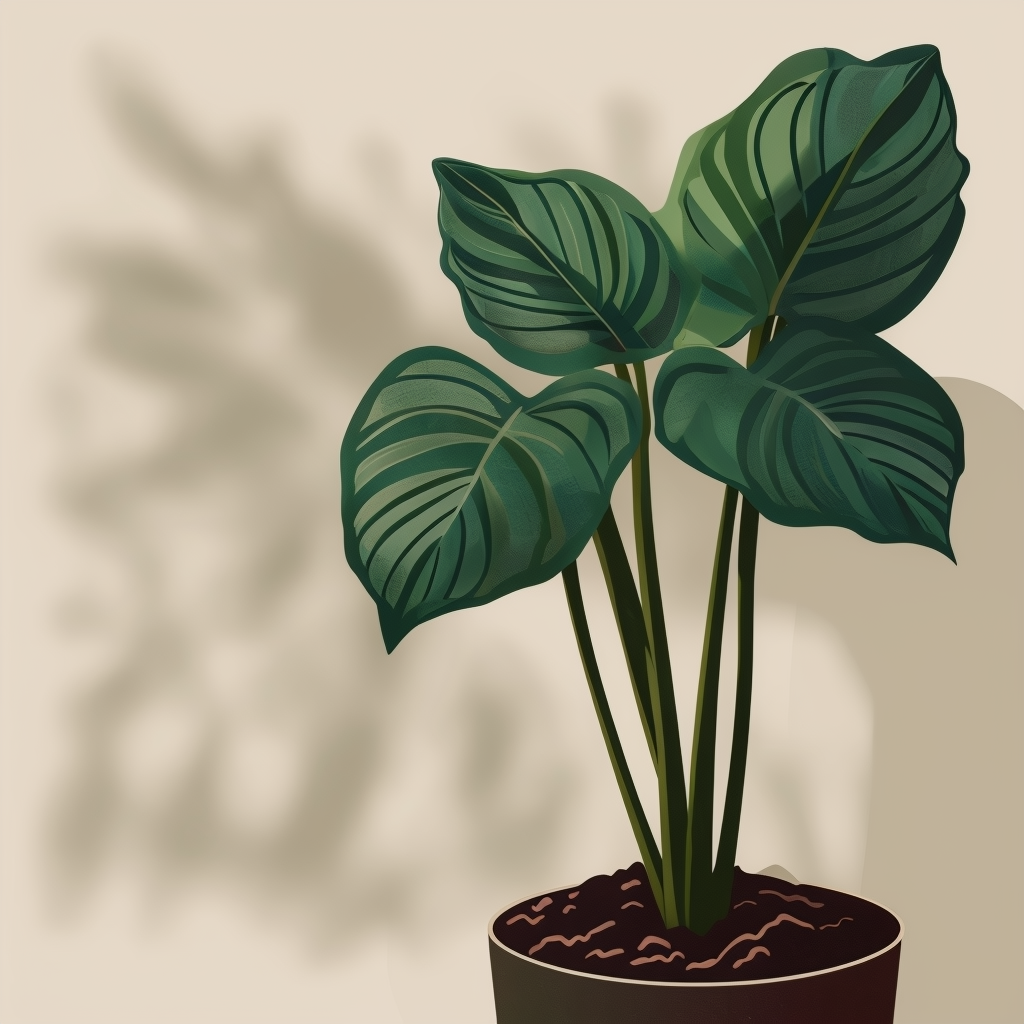 Minimalist Green Potted Plant Digital Illustration