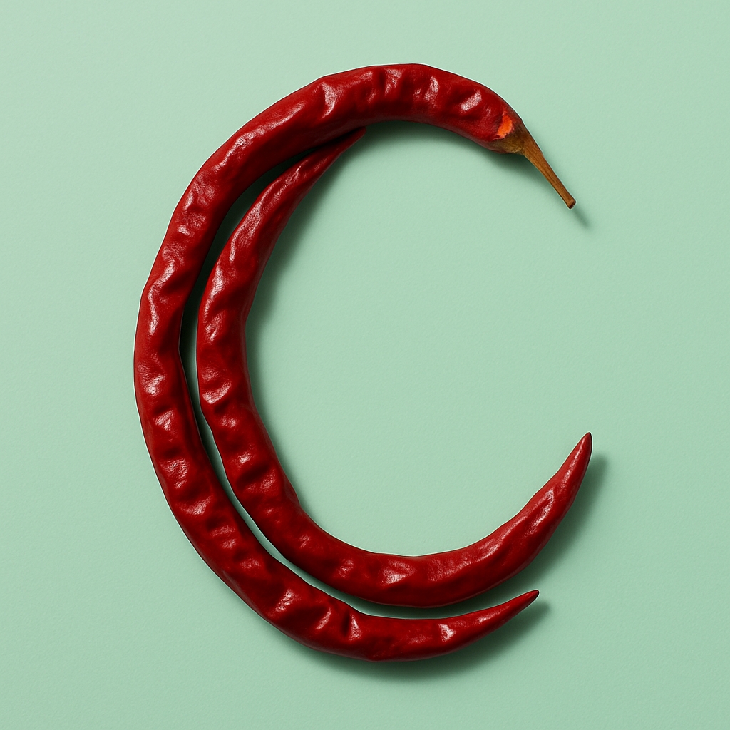 Vibrant Red Chili Peppers Circle Monogram Design