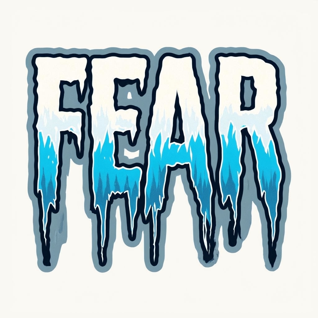 Chilling Fear Word Art with Icy Dripping Effect Sticker