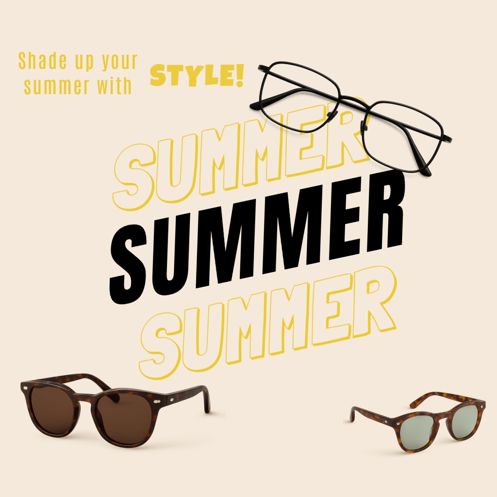 Stylish Summer Sunglasses Advertisement with Bold Text Design Instagram Posts