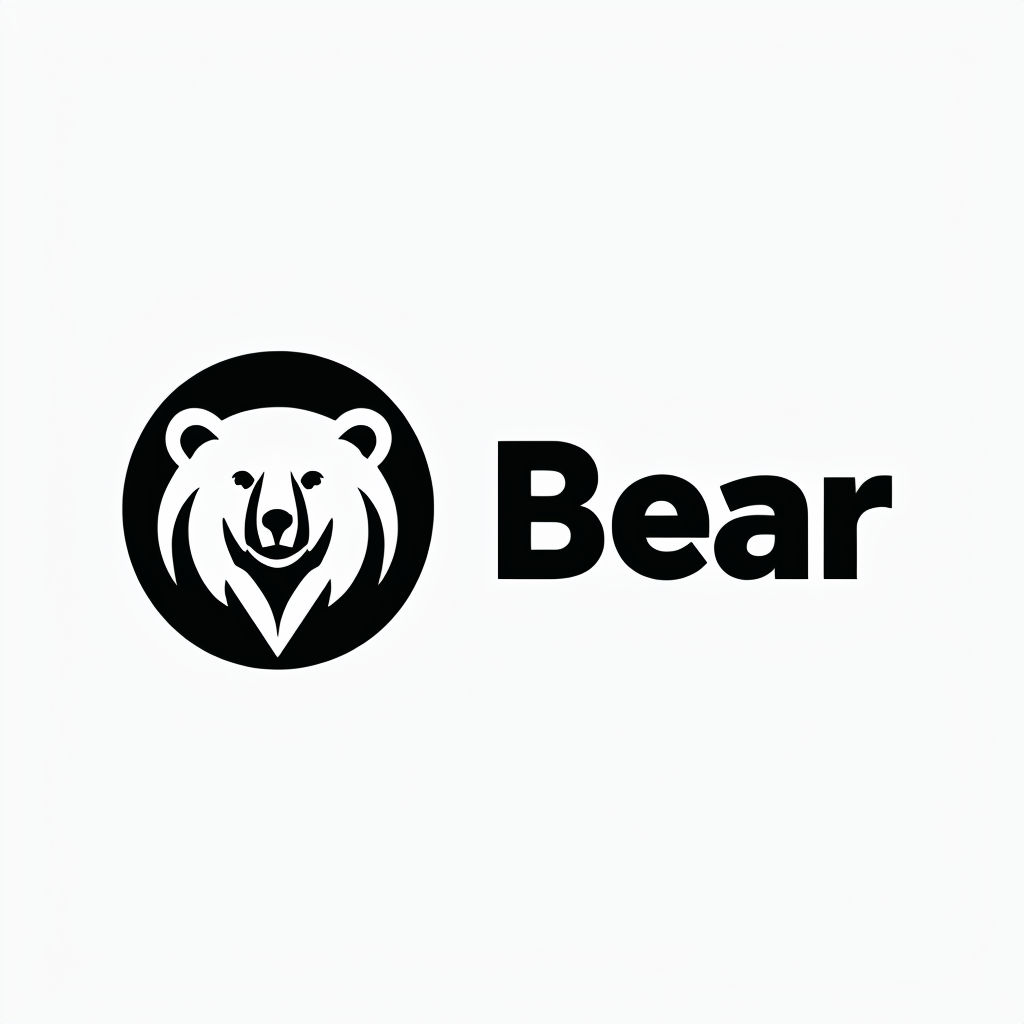 Minimalist Bear Head Logo Design with Bold Text