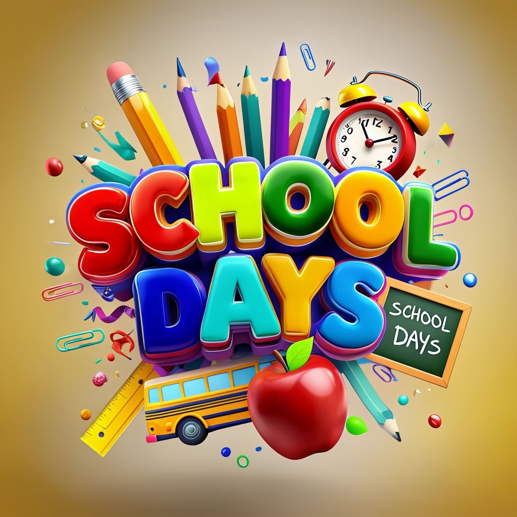 Vibrant 3D School Days Colorful Typography Art Poster