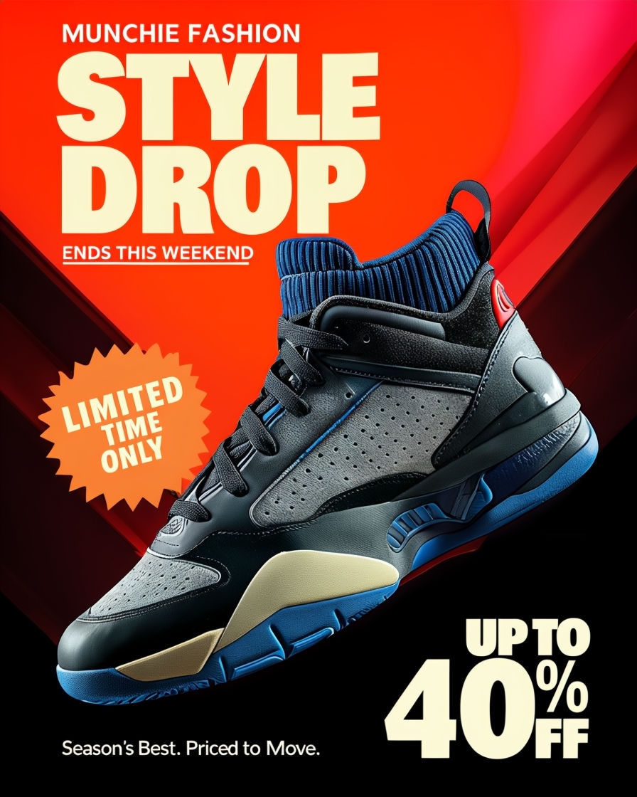 Dynamic Athletic Shoe Style Drop Promotional Poster Ads
