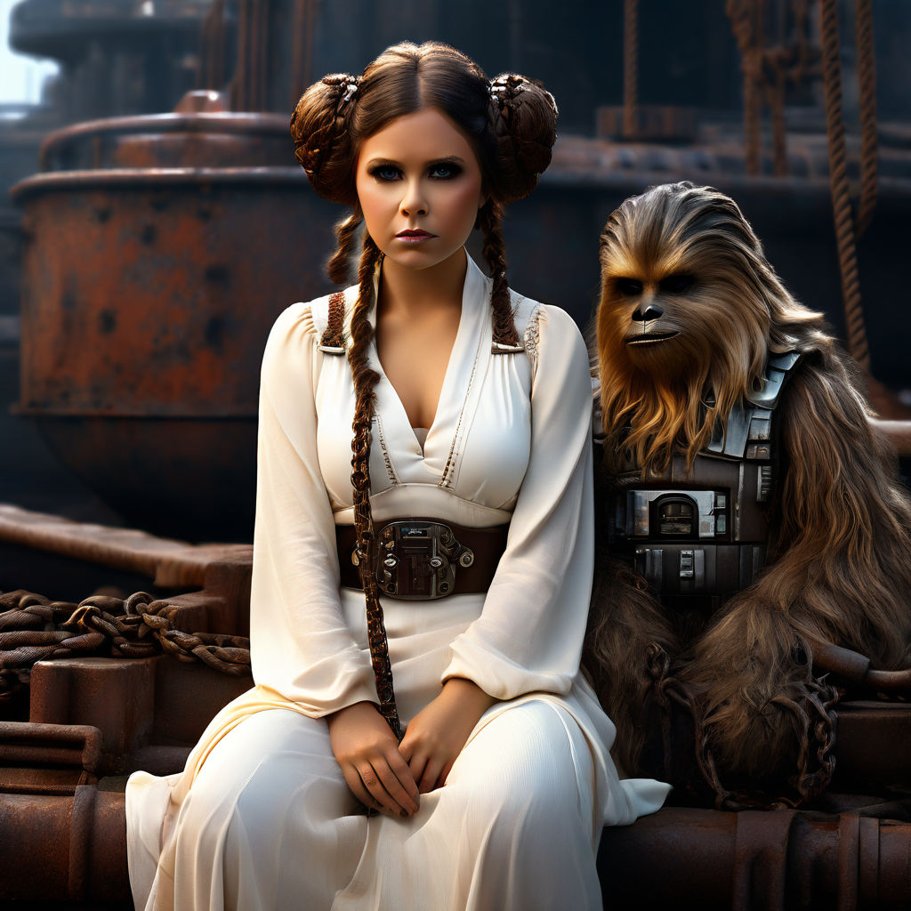 Glamorous and sensual Princess Leia as Jabba the Hutts slave in return of  the Jedi