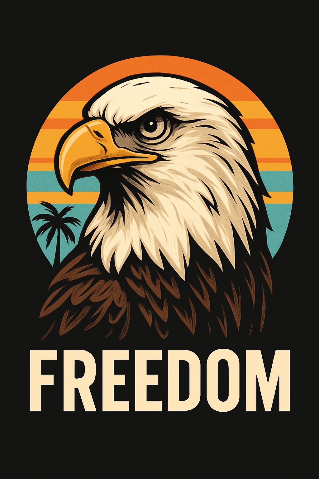 Vintage Eagle Head with Freedom Text T-Shirt