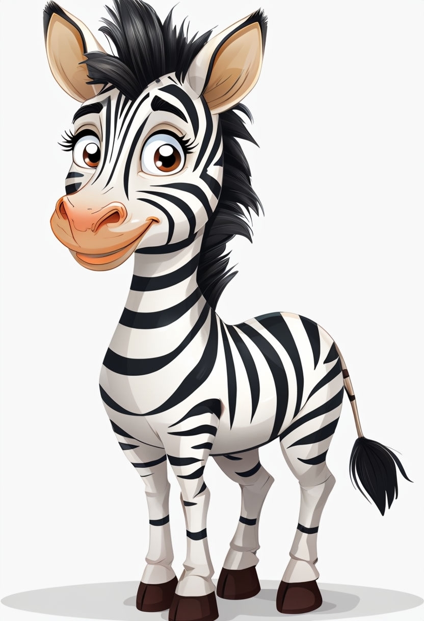 Playful Cartoon Zebra Illustration on White Background Sticker