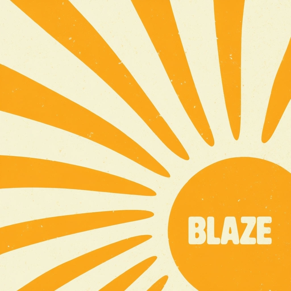 Vintage Retro Sun Rays Blaze Graphic Design Album Cover