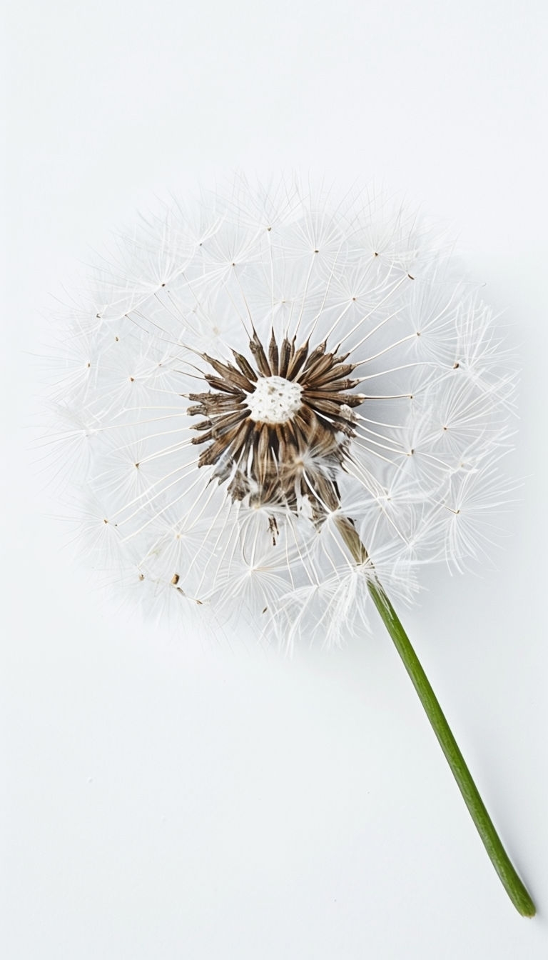 Serene Minimalist Dandelion Seed Head Painting Mobile Wallpaper