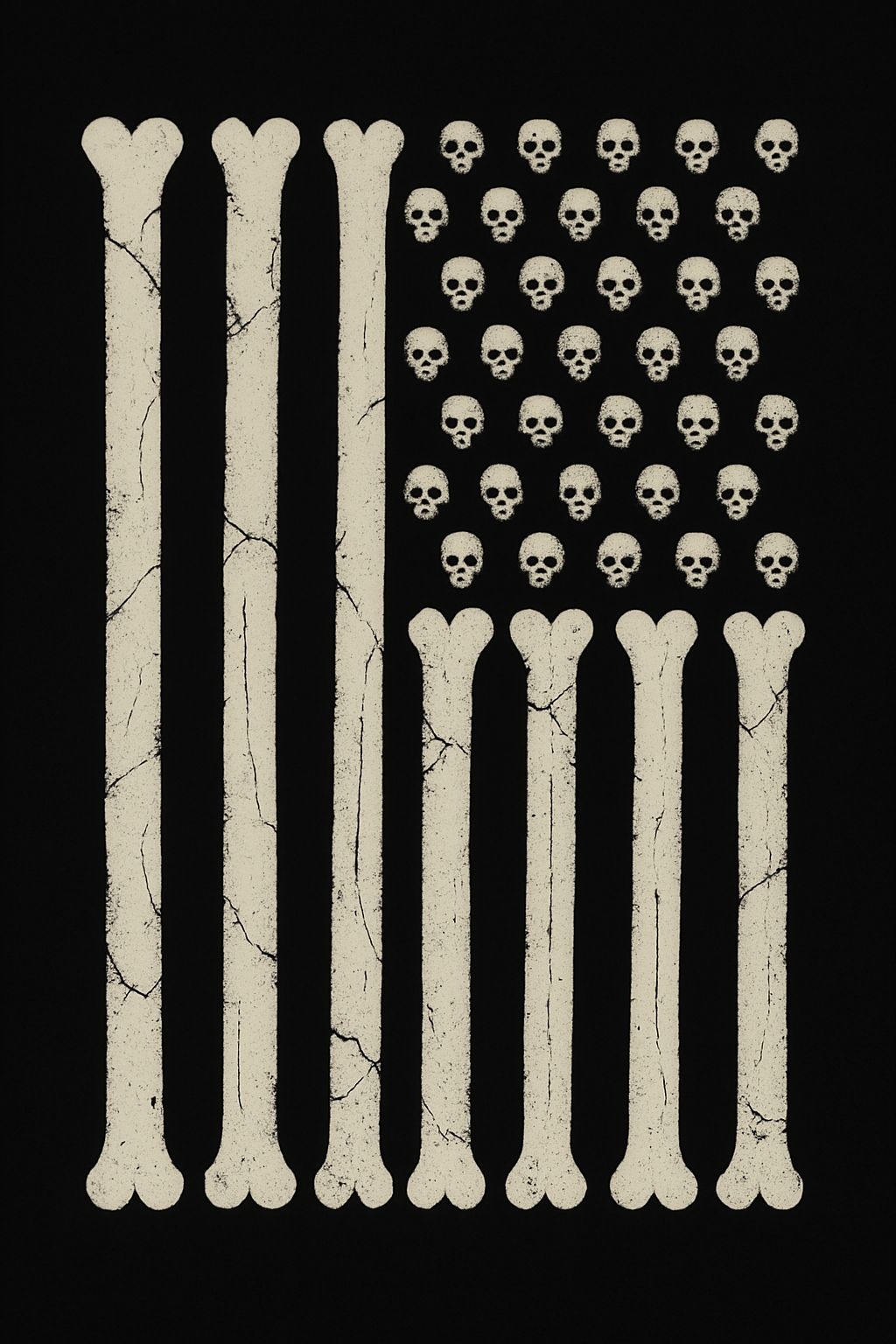 Bone-Inspired American Flag Grunge Art Poster
