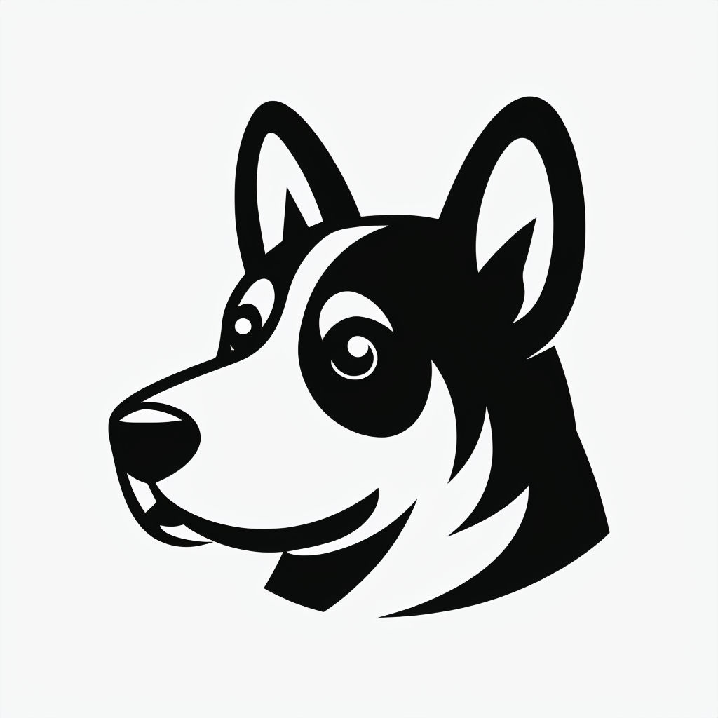 Minimalist Dog Face Icon Design with Bold Colors Sticker