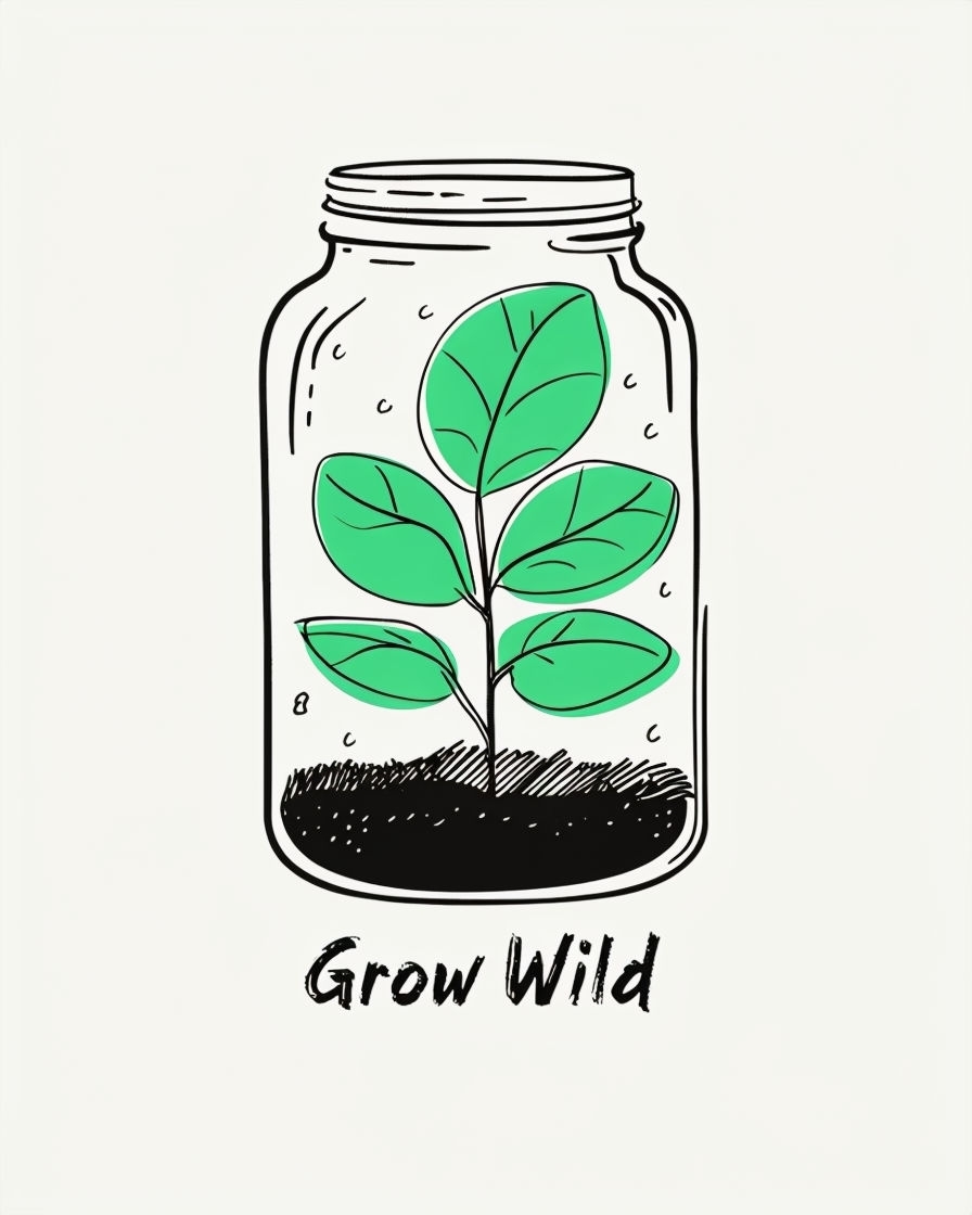 Minimalist Emerald Plant in Glass Terrarium Illustration Poster