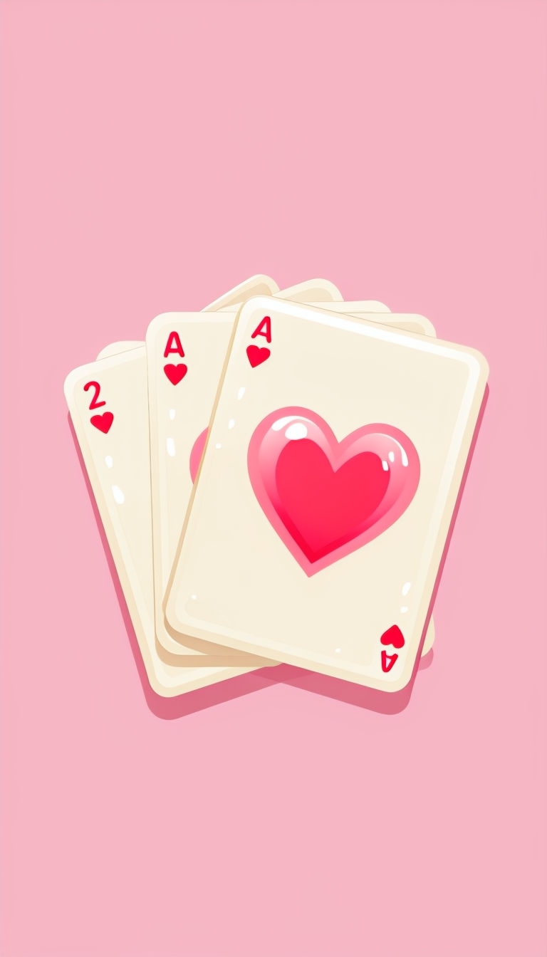 Whimsical Playing Cards Fan Illustration with Ace of Hearts Poster