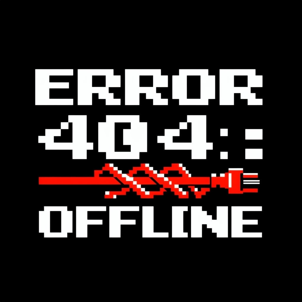 Retro Pixel Art Error 404 Offline T-Shirt Design