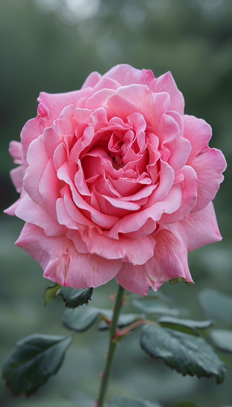 Stunning Close-Up of a Pink Rose in Full Bloom Mobile Wallpaper