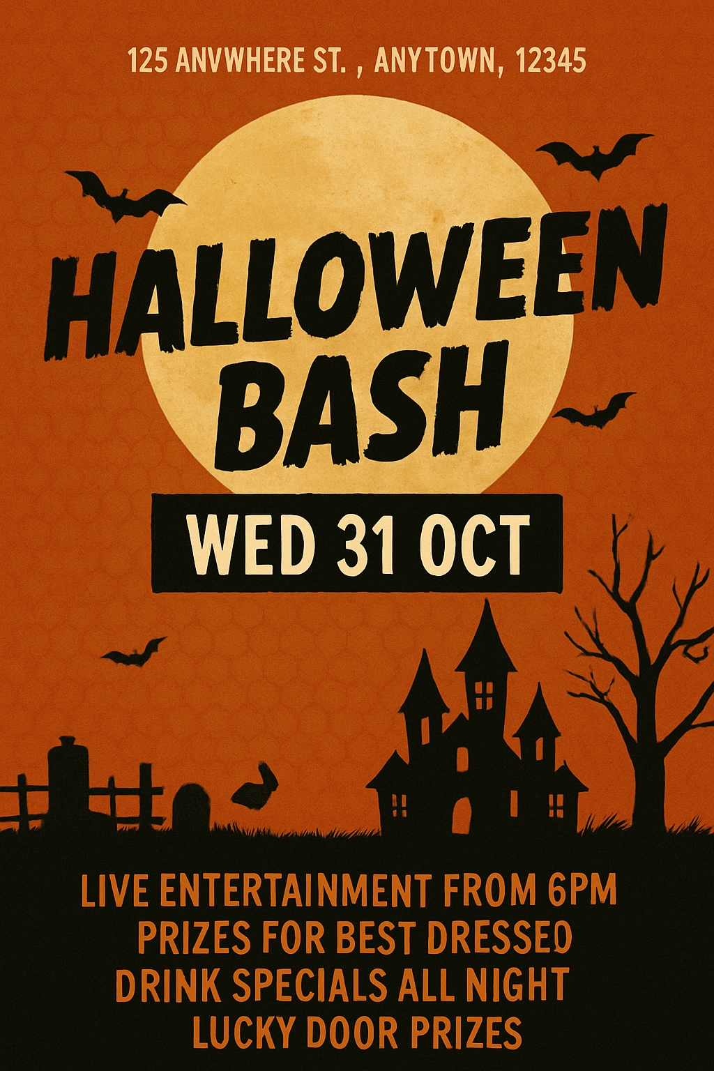 Spooky Halloween Bash Event Poster with Festive Details Card