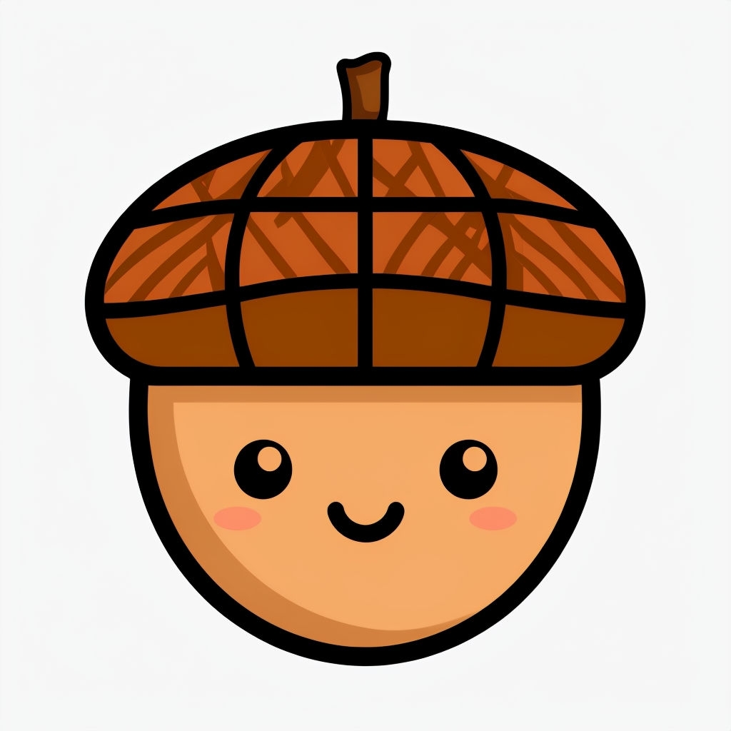 Cheerful Cartoon Acorn Character Illustration Sticker