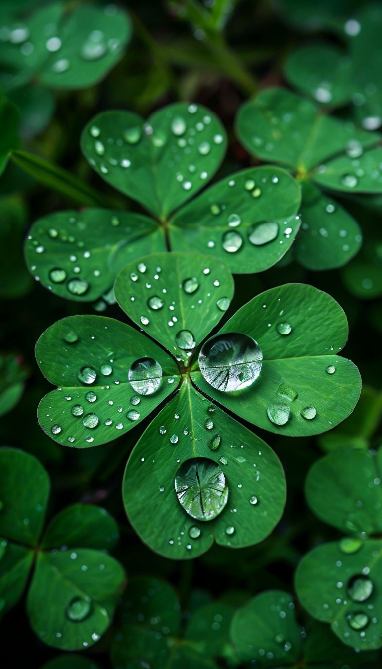 Vibrant Emerald Green Clover Leaves with Water Droplets Phone Case Cover