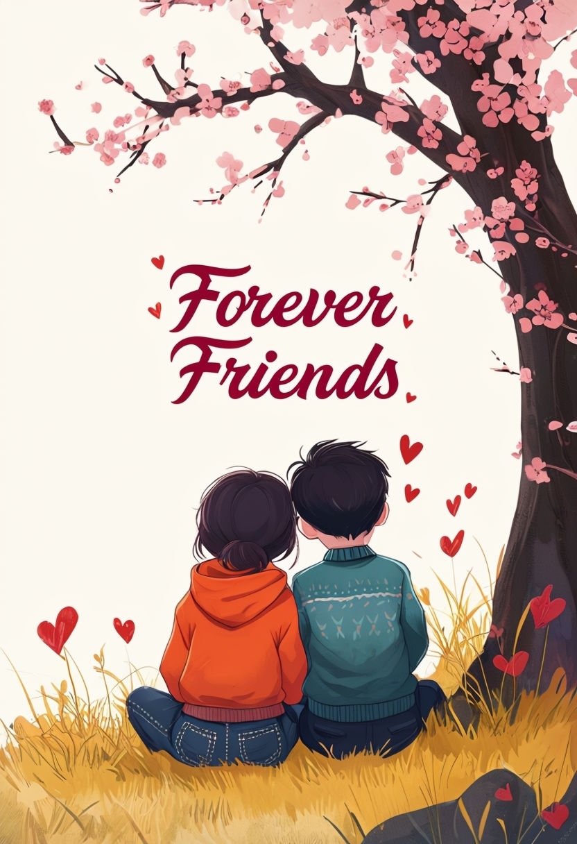 Enduring Friendship Cherry Blossom Illustration Poster