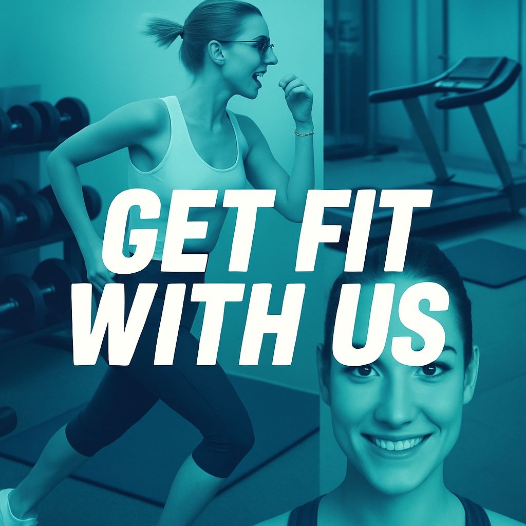 Vibrant Fitness Motivational Poster with Energetic Women Ads