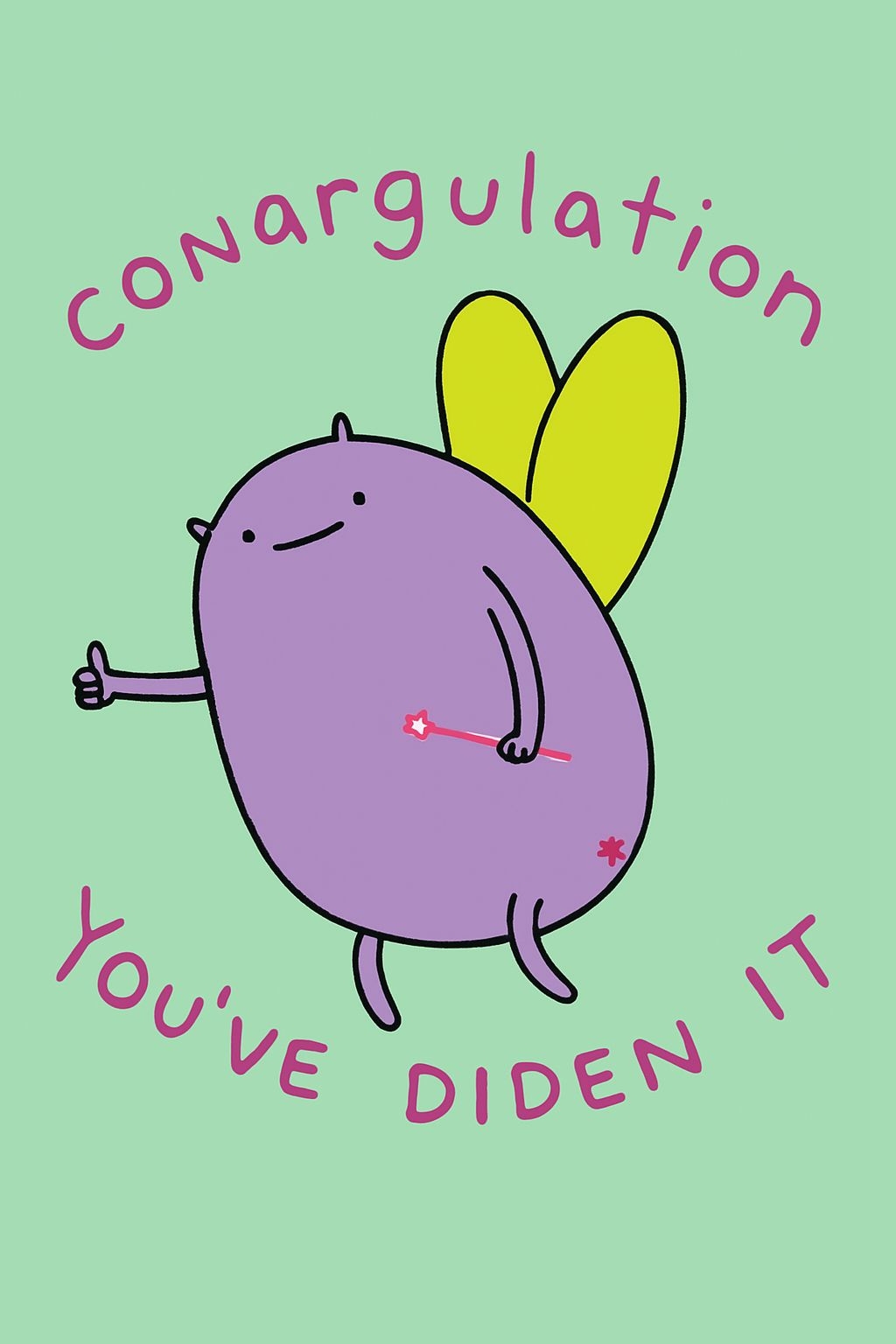 Playful Lavender Character with Magic Wand Celebration Poster