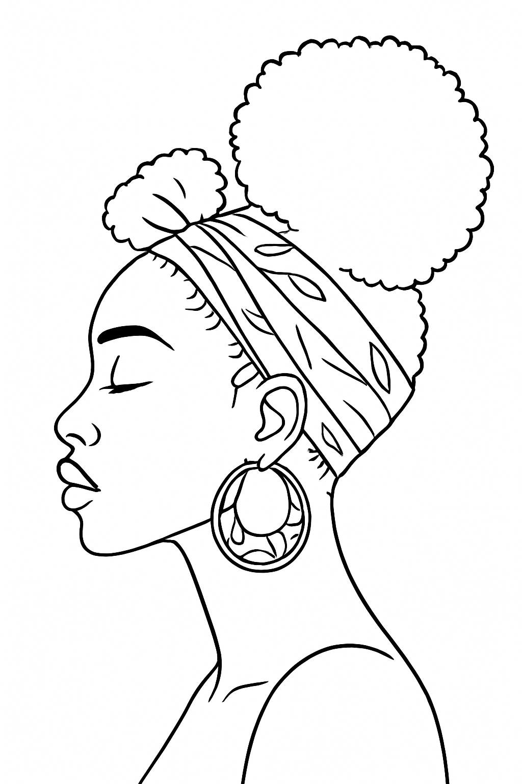 Elegant Minimalist Black and White Woman Profile Drawing Coloring Book Pages