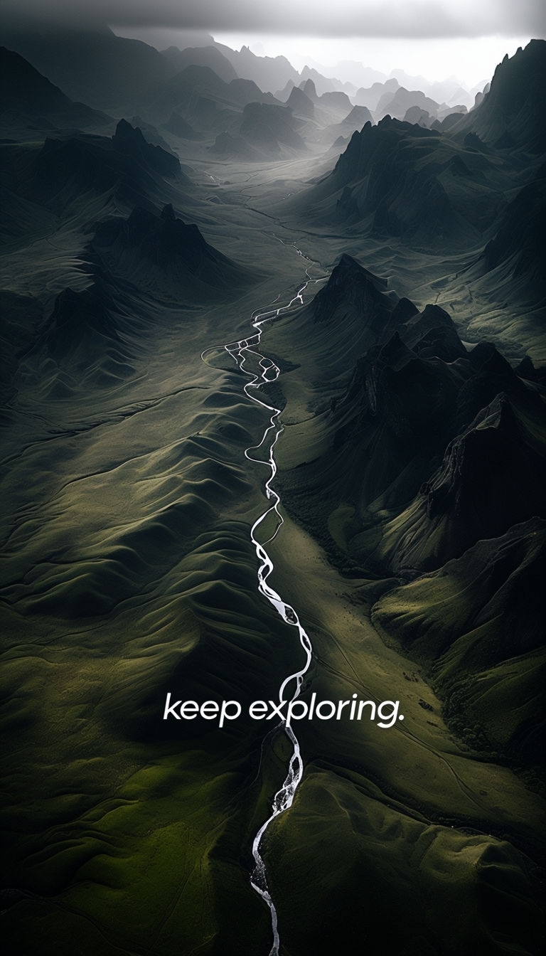 Stunning Aerial Landscape with 'Keep Exploring' Text Mobile Wallpaper