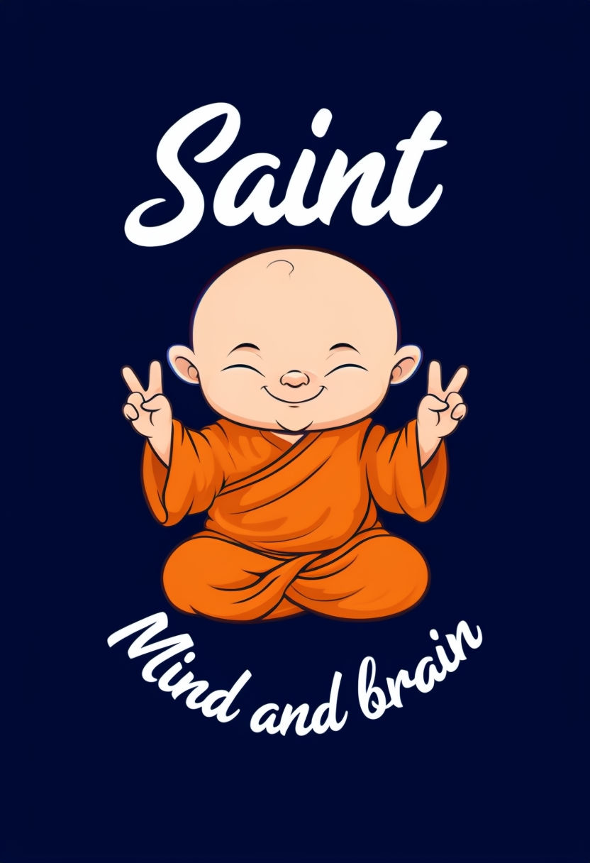 Saintly Baby Monk Cartoon Illustration T-Shirt