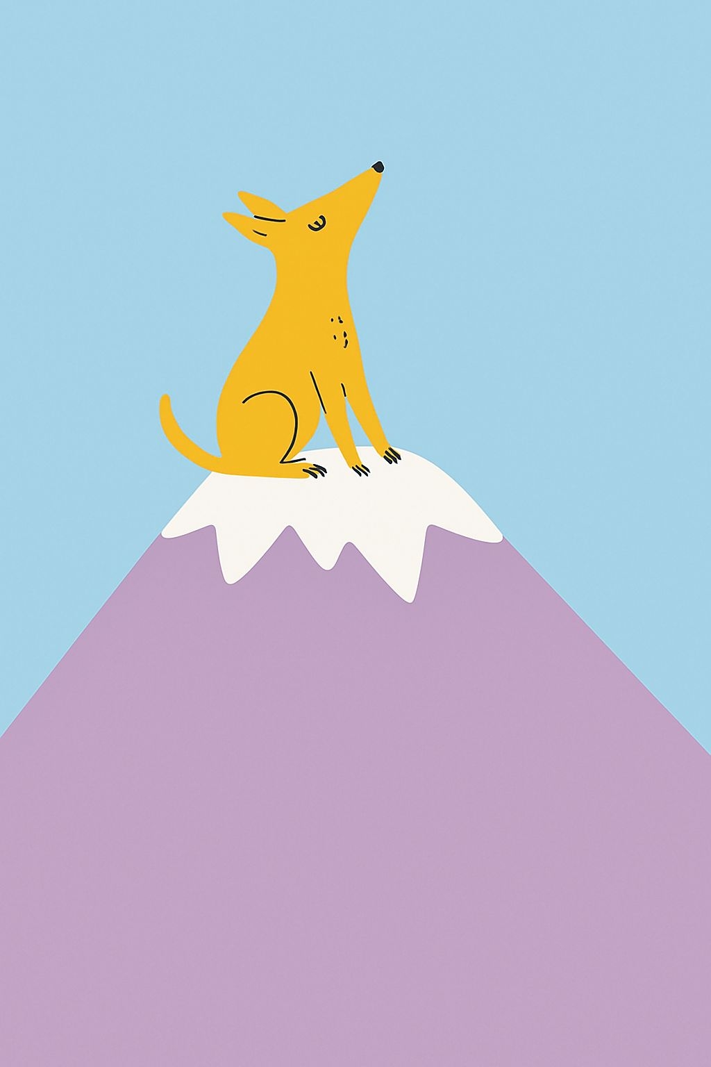 Bright Yellow Dog on Lavender Mountain Minimalist Art Card