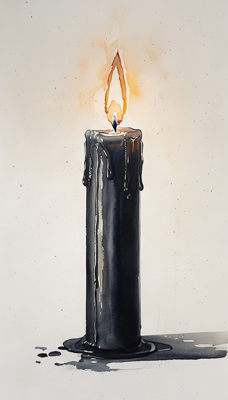 Elegant Black Candle Watercolor Art Design for Phone Case Cover