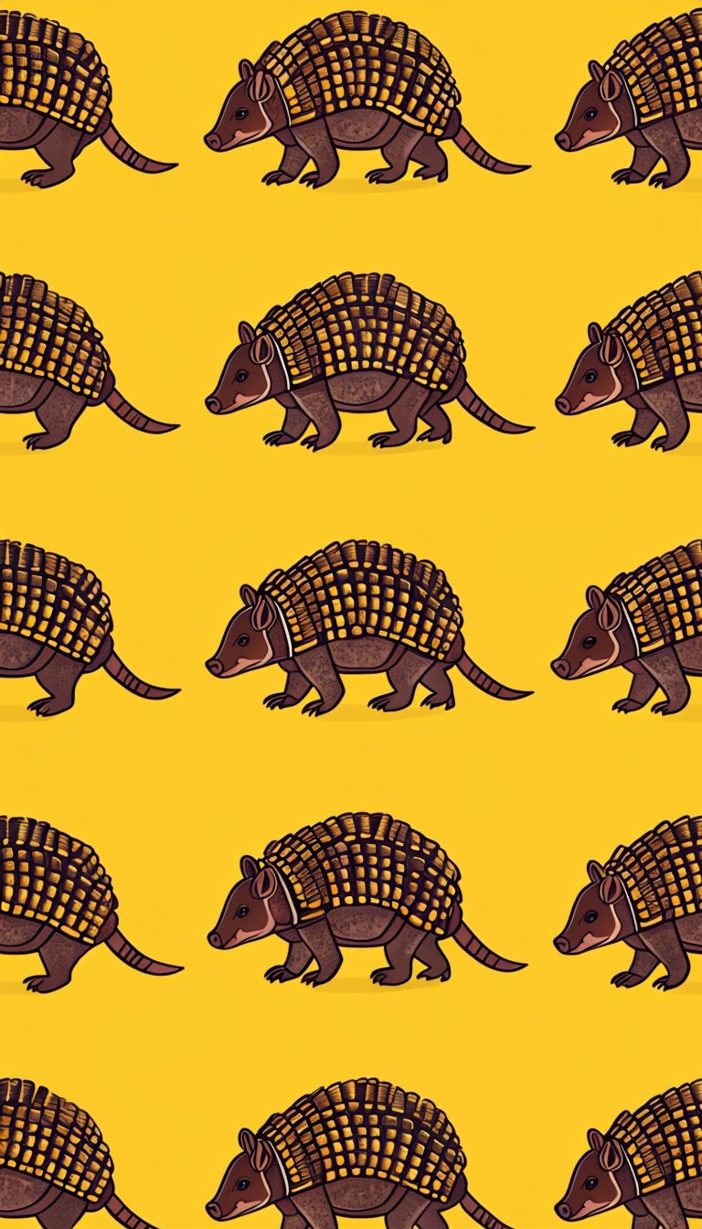 Cartoon Armadillo Pattern on Bright Yellow Phone Case Cover